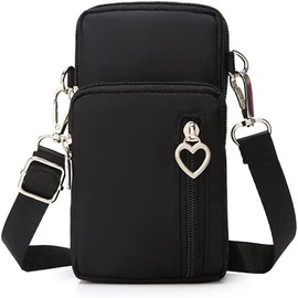 Travel Small Nylon Arm Bag Cell Phone Purse Small Crossbody Bag Smartphone Holder (Black)