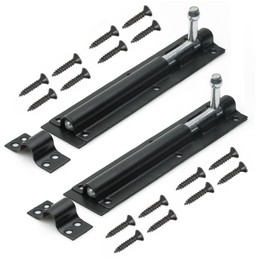 TERF® Heavy Duty Tower Door Bolt Barrel Slide Lock Bolt Black 200mm [8''] Door Latch with Screws Ideal for Internal and External Strong Doors Locks for Bedroom Shed Garage Garden Gate - Pack of 2