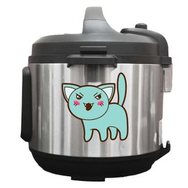 Super Angry Blue Kitty Cat - 6 inch Vinyl Decals for Instant Pot Appliances