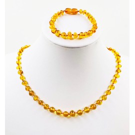 Amber Jewelry Store Natural Baltic Amber Necklace Bracelet Set Amber Necklace 34cm Bracelet 14cm Amber Gift Set (Cognac), amber, Amber