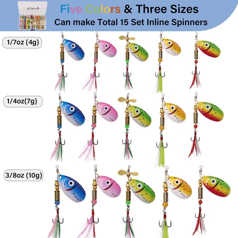 Dovesun Spinner Making Kit Inline Spinner Baits Trout Lures Fishing