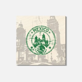 Unbranded Mexico Grunge Travel 4'' X 4'' Square Wooden Coaster