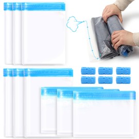 Pack of 9 Vacuum Bags Clothing, 3 Sizes Vacuum Bags Duvets, Vacuum Bags for Clothing, for Space-Saving Storage of Travel Clothes