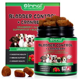Bladder & Kidney Support for Dogs, Urinary Tract treatment and Bladder Control Supplement, Soft Chews with Cranberry and D-Mannose, Natural Immune System Booster - Peking Duck Flavor, 30pcs