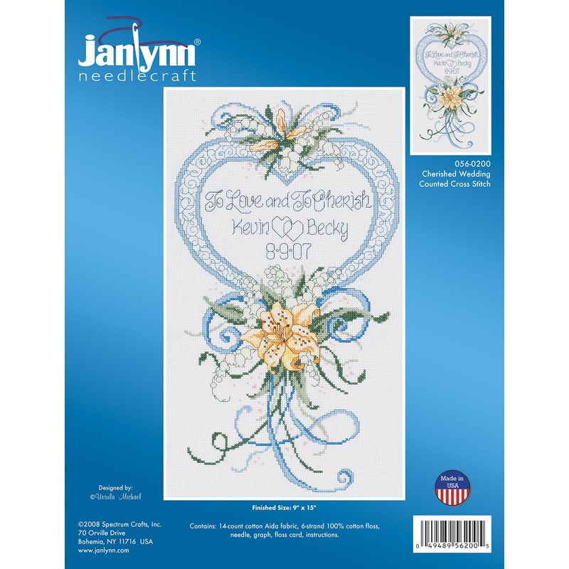 Janlynn 1-Piece Cherish Wedding Heart Counted Cross Stitch Kit