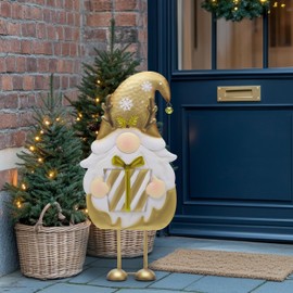 TERESA'S COLLECTIONS Christmas Decoration, Garden Decoration for Outdoors, 61 cm Metal Christmas Gnome for Christmas Decoration, Indoor, Christmas Decoration Outdoor with Red Santa Tomte Gnome, Gnome Xmas (L)