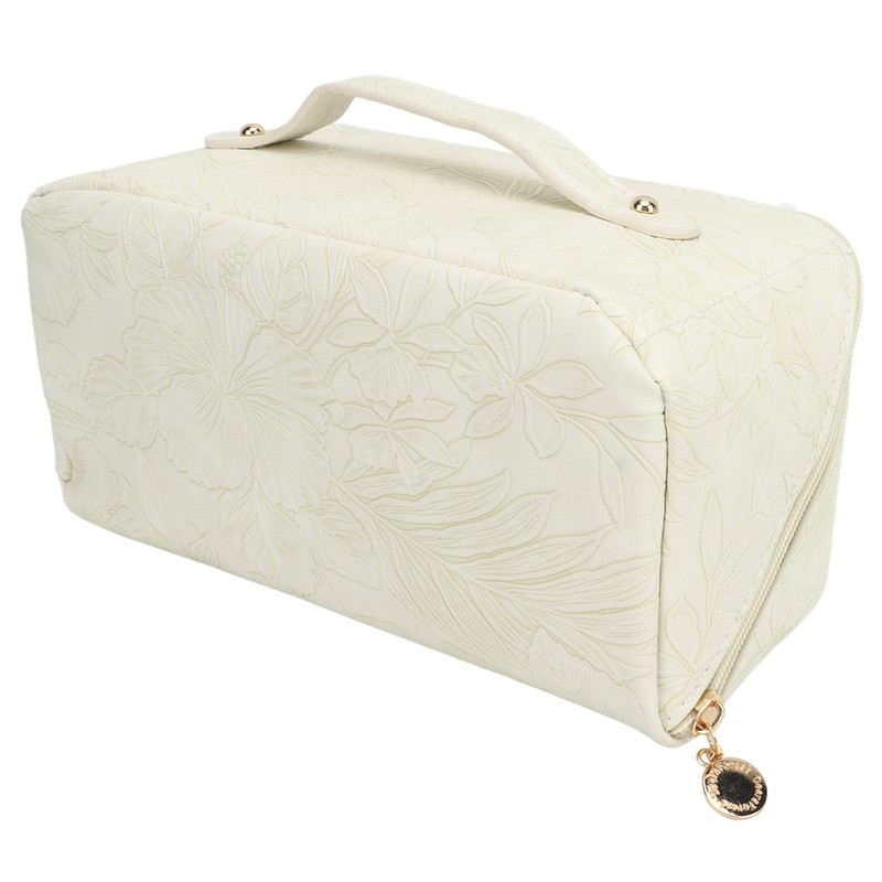 Makeup Cosmetic Bag Large Capacity Embossed Pattern Multifunctional Divider PU