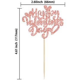 Ephlyn - 24 piezas de decoración para magdalenas de San Valentín, decoración de corazón con purpurina, decoración para magdalenas de San Valentín, decoración de pasteles para feliz día de San