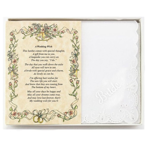 Wedding Handkerchief Poetry Hankie (Friend or Family to Bride) White,