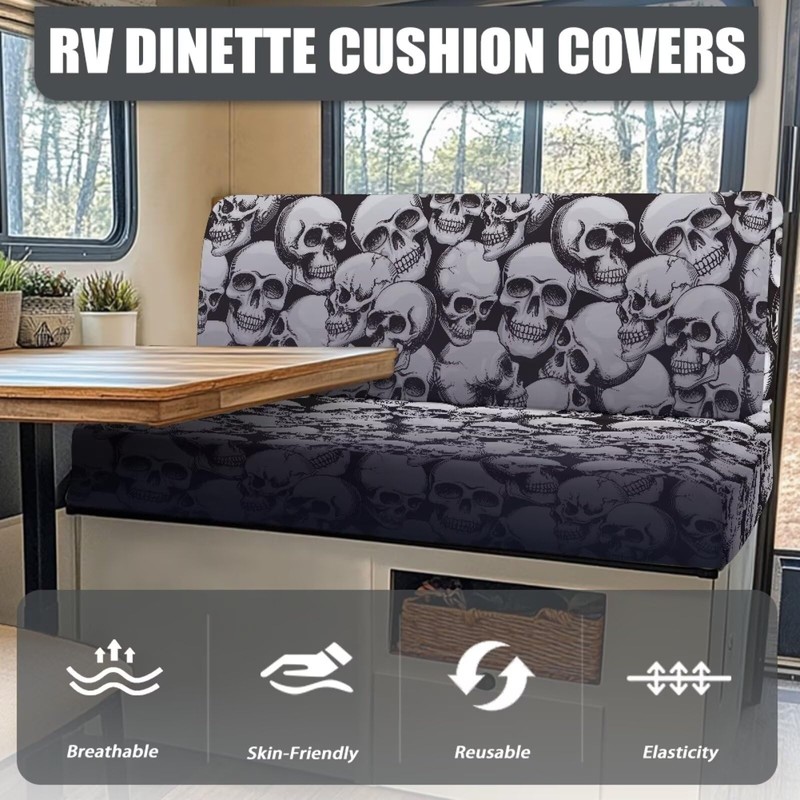 SEANATIVE White Skull RV Dinette Cushion Covers Couch Cover 2