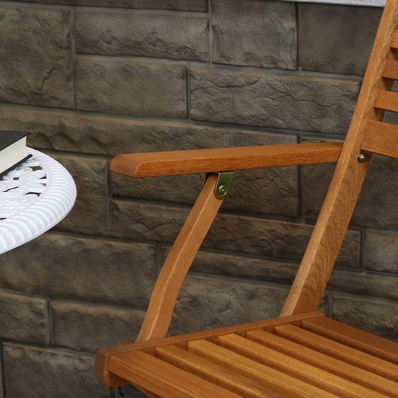 Sunnydaze Meranti Wood Outdoor Folding Patio Armchairs - Set of