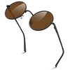 Rimerakea Men's Round Round Sunglasses, [D] Matte Black/Brown