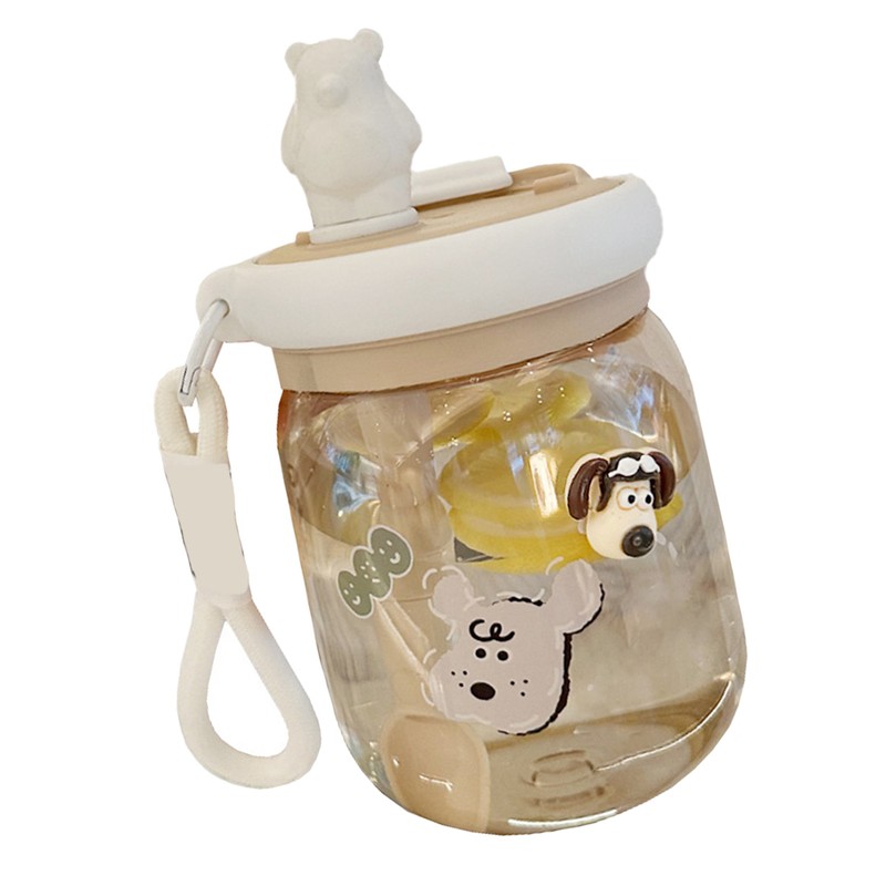 800ml Cute Water Cup with Lid and Straw Plastic Portable