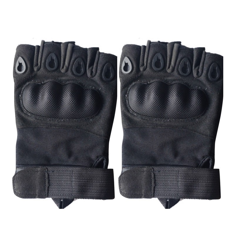 2PCS Half Finger Hard Knuckle Gloves Breathable Wear Resistant Combat