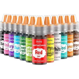 Food Coloring Liquid Set for Baking, Shanlinly 12 Color Food Grade Neon Easter Egg Dye Kit for Cake Decorating, Fondant, Frosting, Cookies, Christmas Baking - Tasteless, Vibrant - 0.25 Fl. oz/Bottles
