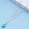 Inilbran Boho Turquoise Pendant Necklace Layered Teardrop Turquoise Chain Necklace