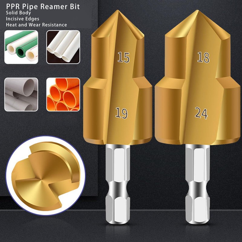 3 x PPR Pipe Reamer Bits 19 mm 24 mm