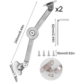 LNGJIN Lid Support Hinges, Pack of 2 Flap Fittings, with Screws and Allen Key, Flap Holder, Flap Support, Lid Support Hinge, for Kitchen Cabinet Doors, Cupboard