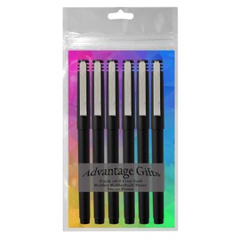 Uni-ball Roller Rollerball Pens, Micro Point (0.5mm), Assorted Colors, Black/Blue/Red/Green Ink, 6 Count, Bundle with Plastic Reusable Pouch