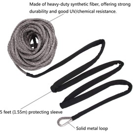 Ucreative 1/4 Inch x 50 Feet Synthetic Winch Rope 10,000LBs Line Cable with Hook and Stopper for ATV UTV (Gray)