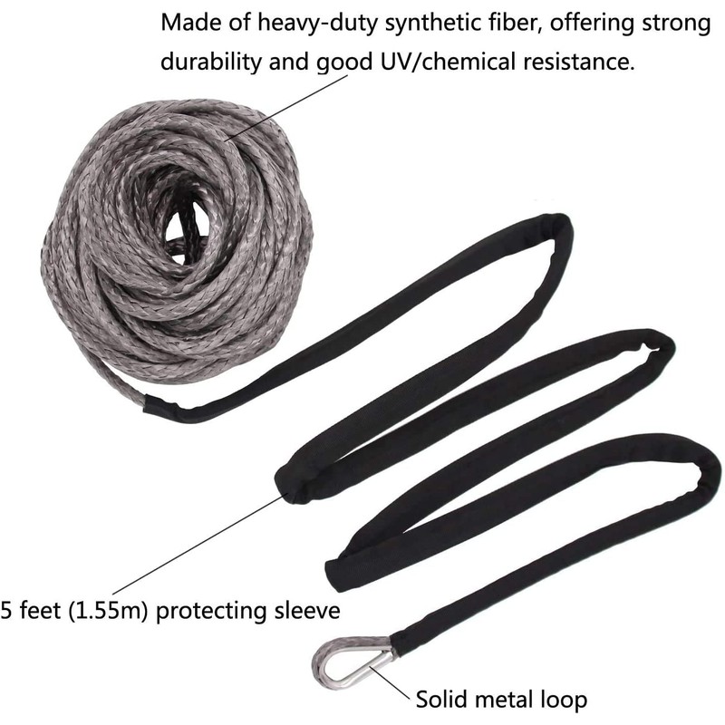 Ucreative 1/4 Inch x 50 Feet Synthetic Winch Rope 10,000LBs