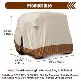 Homeya Heavy Duty Golf Cart Cover Waterproof Rain 4 Passenger for Club Car EZGO YAMAHA