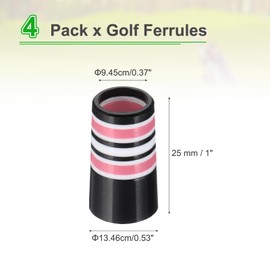 PATIKIL Golf Ferrules 0.370 Inch ID, 4 Pack Tapered Golf Club Ferrules Multi-Ring Iron Ferrule Rings for Taper Tip Iron Wedge Shaft Fits Steel Graphite Shafts, Pink