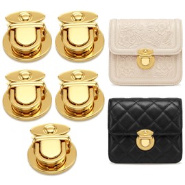 5Pcs Round Tuck Lock Clasp Purse Alloy Catch Purse Thumb Lock Duck Tongue Locks Snap Closure Hardware Clip for Handbag Case Purses Bag DIY Making