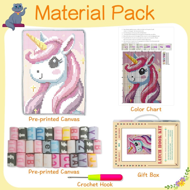 YOOTOM Unicorn Latch Hook Rug for DIY Knotting Kits, Cross
