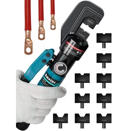 AMZCNC Hydraulic Crimping Tool with 9 Sets of American Standard Dies - Tool Kit Included (Standard US 12AWG to 2/0AWG)
