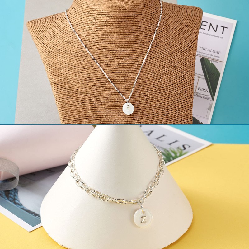 Craftdady 92pcs Freshwater Shell Alphabet Pendants Flat Round White Shell