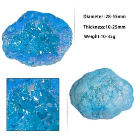 Nupuyai Titanium Coated Crystal Glass Geode Quartz Rainbow Cluster Natural Crystal Stone Decoration for Home Collection and Gifts (Blue)