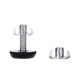 Lenshade 304 Stainless Steel Adjustable Furniture Leg Leveler Tee Nut Kit 5/16-18 Inch with 8 Prong of 304 Stainless Steel T-Nuts,Set of 8(Black)