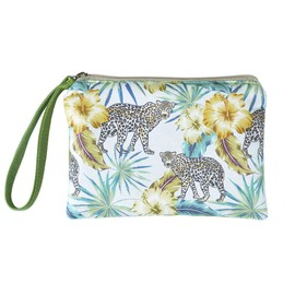 Rantanto Small Cute Cash Coin Purse, Canvas Change Purse, Kawaii Coin Pouch With Handle Christmas Gift For Women Teenager Girls (BG0006 Leopard And Palm Leaves)