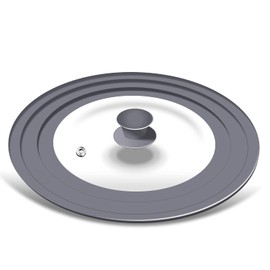 LOOYUAN Universal Grey Lid for Pots, Pans and Skillets Pot Lid with Heat Resistant Silicone Rim and Tempered Glass Fits 20～22～24CM Diameter Pots & Pans