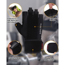 Fitness gloves, training gloves, weightlifting gloves for bodybuilding cross-fit, men and women, black, xl