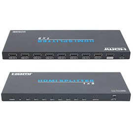 FOURKAY 1x8 4K HDMI Splitter Distribution Amplifier. HDMI2.0b and HDCP2.2 compliant. Dolby Atmos. Distribute up to 4K resolution to 8 displays from one HDMI source using HDMI cables.