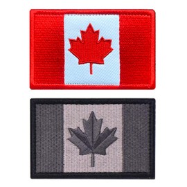 Antrix Antrix 2 Pack Canada Flag Tactical Patch | Full Embroidered Color | Hook and Loop Fastener Canadian Applique Emblem | Used for Caps,Jacket,Backpacks,Vest,Coat,Work Uniform, Team Clothing