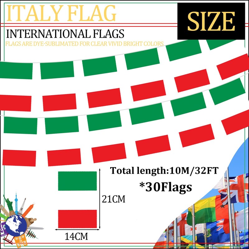 Länder Flaggen (Saitenfahnen 10m:Italy)