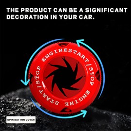 YIUIY Car Push Start Stop Button Cover, Rotary Push Start Button Cover, Spin Engine Start Stop Button Cover(Red)