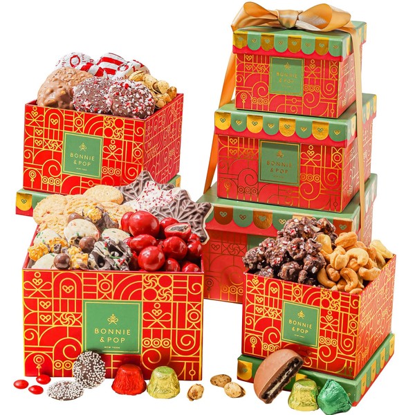 Christmas Gift Basket, Holiday Gift Tower, Candy Gift Box, Assortment