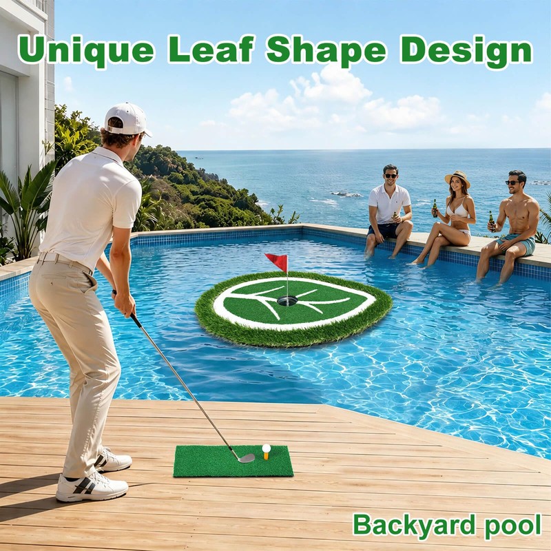 Chriiena Floating Golf Green for Pool, No Drifting Golf Chipping
