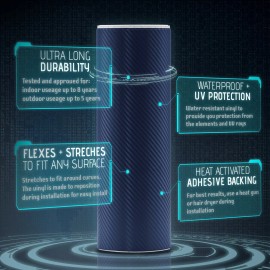 Premium Top Grade Real Sheet Overlay 60"x60" Inch Vinyl Wrap Bubble Free Air Release - 3D Blue Carbon Fiber Matte