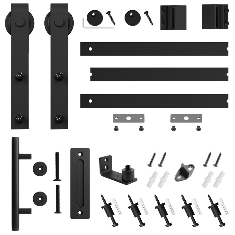 SMARTSTANDARD 6.6FT Sliding Barn Door Hardware Kit (Include 6.6ft Track