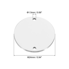 PATIKIL 24mm Steel Disc, 6Pcs Metal Stamping Blanks Tags Circle Round Pendants Metal Plate Connection Stainless Steel with 2 Holes for Laser Engraving Stamping Craft Name Tag, Silvery