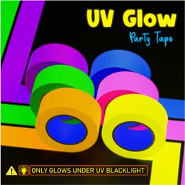 6-Pack Neon Gaffer Tape – 0.6 or 1 inch UV Blacklight Reactive Glow in The Dark Tape, Best for Parties, Dance Floors, Theaters & DIY Projects – 6 Vibrant Colors (1 inch x 35 feet)