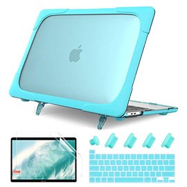 Batianda for MacBook Pro 13 Case 2020 Release (A2338 M1/A2289/A2251), Heavy Duty Hard Shell Cover with Kickstand Shockproof Function for Newest MacBook Pro 13 inch Touch Bar & Touch ID, Mint Green
