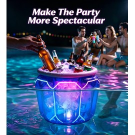 Inflatable Pool Bar with LED Light, Inflatable Floating Cooler