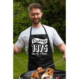 Print4U Vintage Birthday 1975 50th Birthday Funny Apron Novelty Baking BBQ Black