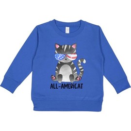 inktastic All Ameri-Cat 4th Of July Cat in Flag Sunglasses Toddler Sweatshirt 7 Royal 413a9